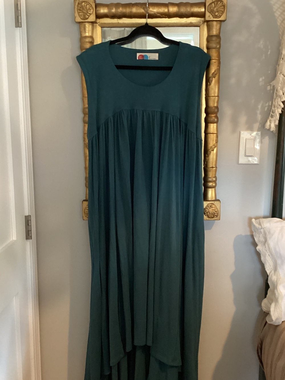 Free People Teal Sleeveless Midi Dress with Gathered Bodice